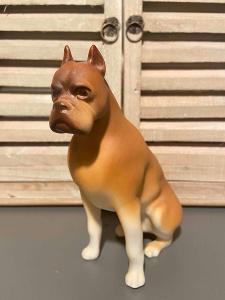 Biskvitová figurka psa - Boxera, zn. Royal Dux
