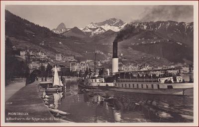 Lodě (doprava) * parník, přístav, Montreux (Švýcarsko) * M2846