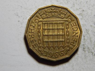 Anglie 3 Pence 1966 XF č20765