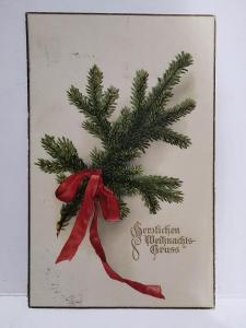 R-U feldpost 1915 vánoce, zlacený tlačený nápis