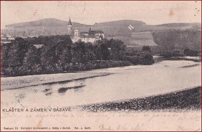 Sázava * pohled na klášter, řeka, část města * Benešov * M746