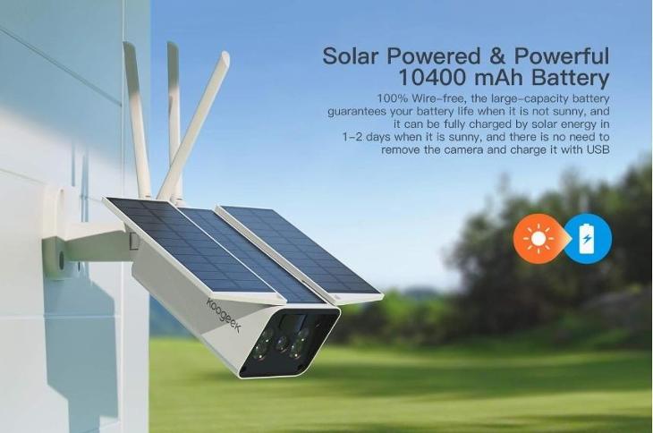 Nová PLNĚ bezdrátová solární bezpečnostní kamera KOOGEEK 1080p HD