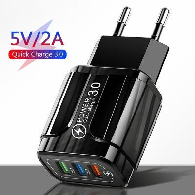 Adaptér rychlý 230/5V, 2,1A - USB - 3 porty - černý