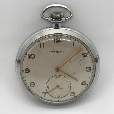 Starožitné 1 plášťové ocelové hodinky ( FOND INOX ) Zenith, zachovalé