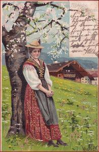 Mailick A. * žena, květiny, alpský motiv, tlačená, litografie * M3290
