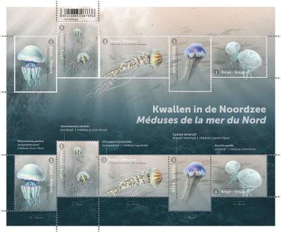 Belgie 2021 Známky aršík ** Medúza Mořští živočichové Zvířata