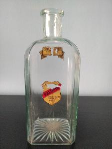 Nádherná starožitná hranatá láhev s původním logem
