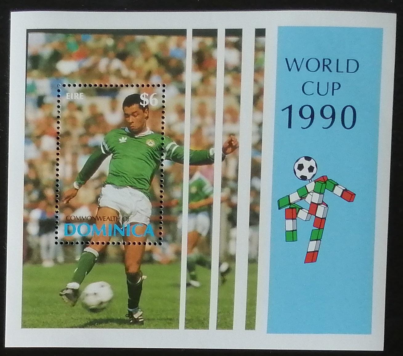 Dominika 1990 Bl.171 5€ Majstrovstvá sveta vo futbale, šport - Známky