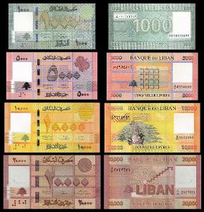 LIBAN SADA 1000 + 5000 + 10000 + 20000 Livres 2014 - 2019 UNC