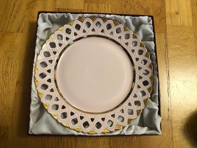 Originální nový talíř růžový porcelán - Rosa Porzellan H&C
