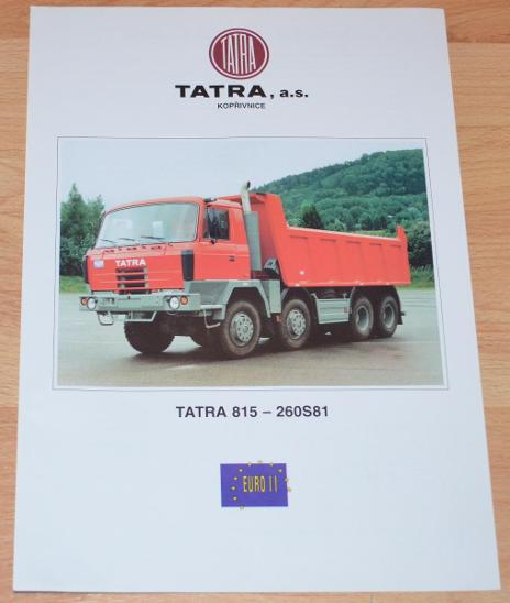 TATRA T815 8x8 SKLÁPĚČ -  DOBOVÝ PROSPEKT, FORMÁT A4  - Motoristická literatura
