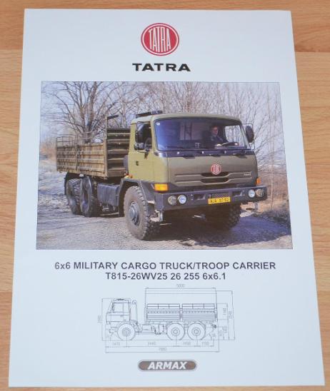 TATRA T815 6x6 MILITARY CARGO TRUCK -  DOBOVÝ PROSPEKT, FORMÁT A4  - Motoristická literatura