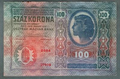 100 korun 1912 serie 2054 bez přetisku