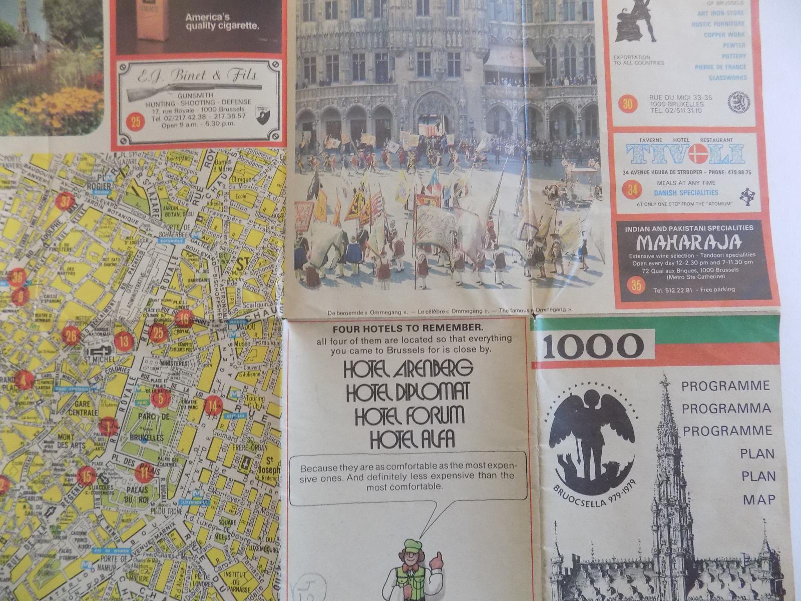 STARÁ MAPA Č.54 - BRUSEL PLÁN MĚSTA,1979,60 X 40 CM,BELGIE REKLAMNÍ - Mapy a veduty Evropa