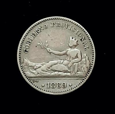 Španělsko 1 peseta 1869 SN-M - AG