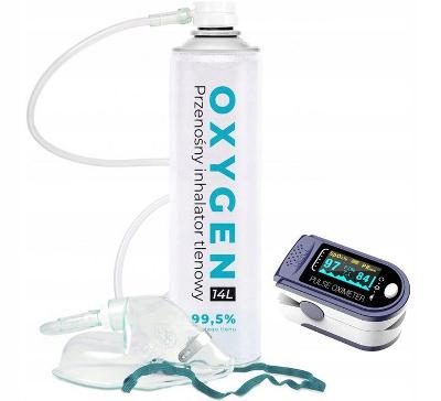 OXYGEN O2 Kyslík inhalačný 14 l 99% OXYPRO + Prstový pulzný oxymeter