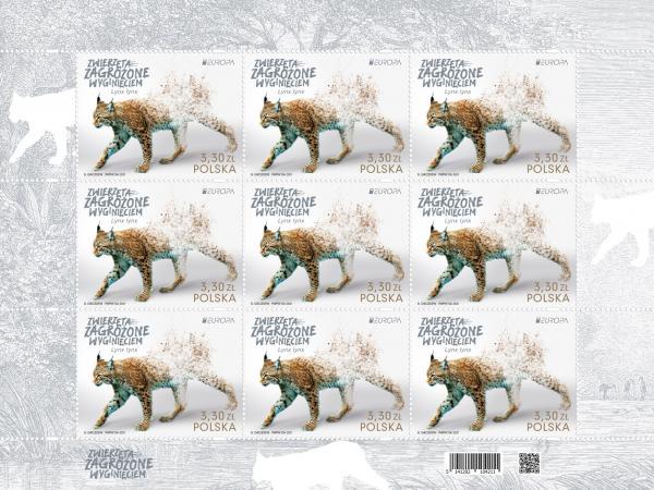 Polsko 2021 Známky aršík ** Europa CEPT Zvířata ohrožené druhy Rys - Filatelie