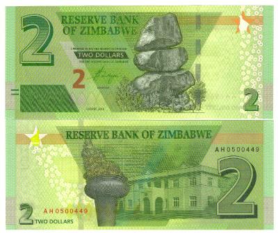 Zimbabwe 2 Dollars 2019 UNC 