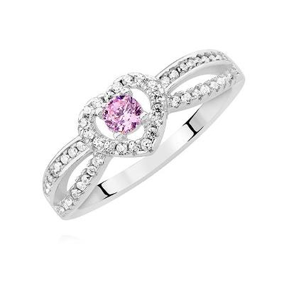 Prsten stříbro 925/1000 Cubic zirconia Love pink