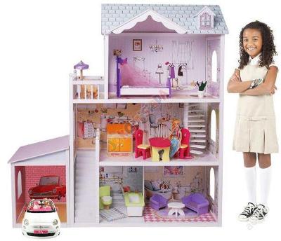Obrovský dřevěný Panenka dům + garáž + panenka