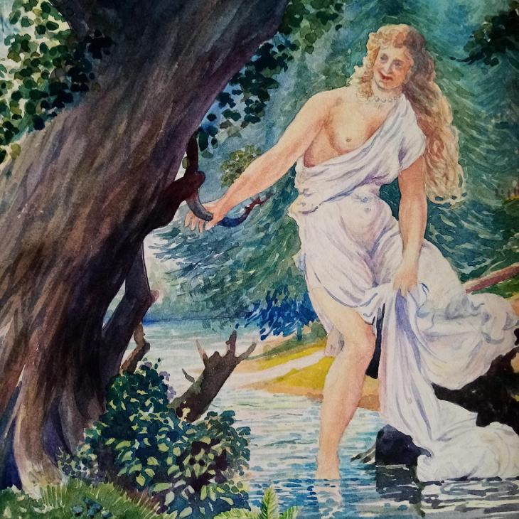obraz - OLDŘICH A BOŽENA, B. Čech, akvarel