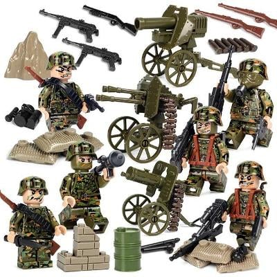 6 x figurka německý voják 3x kulomet a vybavení