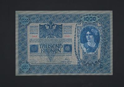 RU 1000 K 1902 top stav UNC šedorůžový podtisk Rakousko - Uhersko