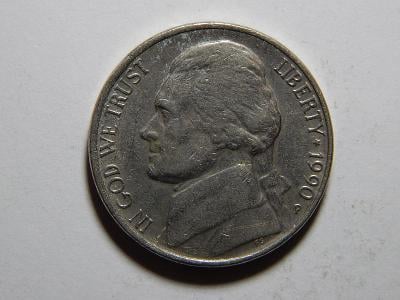 USA 5 Cents 1990P XF č21059