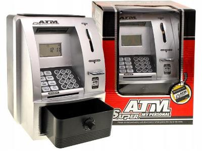 Stříbrná ATM Piggy bank pro uložení ZA0824 AKCE!