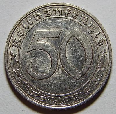 Německo 3. Říše 50 Reichspfennig 1938G NEJVZÁCNĚJŠÍ RR XF-UNC č24161
