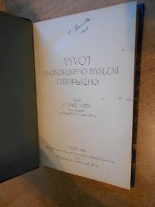 Tvrdý J. - Vývoj filosofického myšlení evropského - 1923