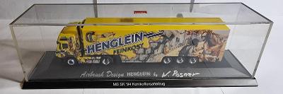Model nákladního automobilu MB SK s návěsem HENGLEIN - airbrush 1:87