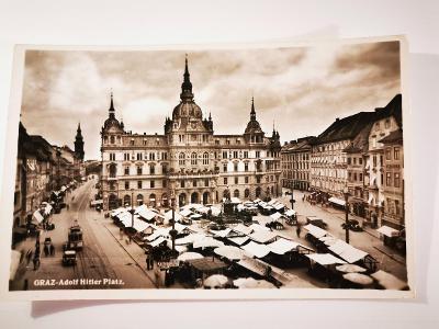Pohlednice MF GRAZ - Adolf Hitler Platz (Štýrský Hradec Rakousko)