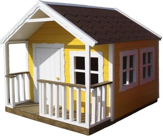 dřevěná zahradní dekorace "Pohádkový domeček" žlutý N28 euro - Dům a zahrada