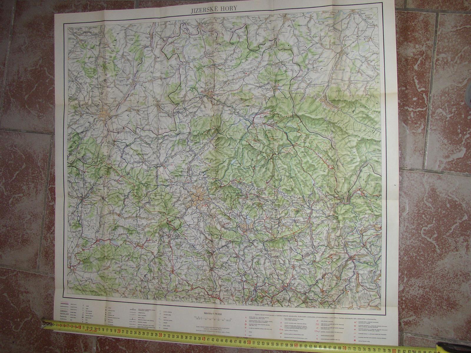2 x mapa Jizerské hory 1958,1974 - Staré mapy a veduty