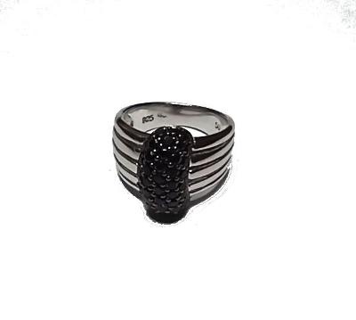 Stříbrný prsten Orphelia, černý zirkon (A-KS6398)