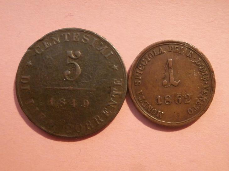 5 CENTESIMI 1848 Z.V. , Revoluční BENÁTKY + 1 SOLDO 1862 A - Numismatika
