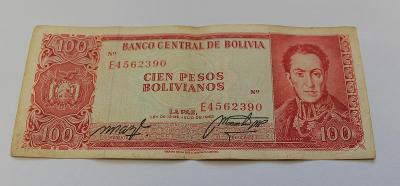 100 PESOS 1962 BOLÍVIA z obehu stav 2-3