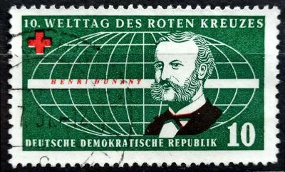 DDR: MiNr.572 Henri Dunant and Globe 10pf 1957