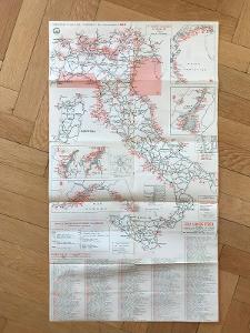 Italia 1965 – cestovní mapa, camping, Itálie