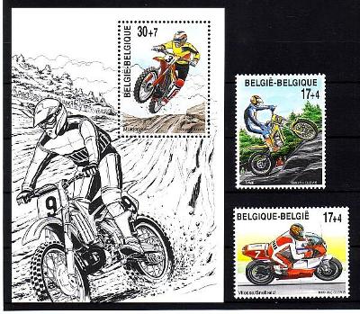 Belgie 1999, kompl. serie a aršík motocyklový sport, svěží