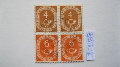 Německo BRD - razítkované známky - trubky katal. č. 124/126 čtyř blok