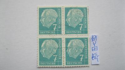 Německo BRD - razítkovaný čtyř blok známek katalogové číslo 181 Y