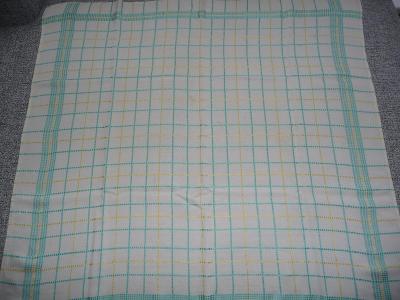 Kroj - Starožitný šátek smetanový zeleno-žluté pruhy (2)