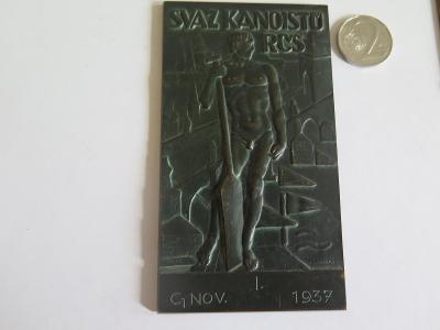 KANOISTIKA - velká MISTROVSKÁ CENA RČS 1937, patin Br. 11x6,2 cm "RR"