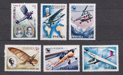 Polsko 1978 Známky Mi 2551-2556 ** letectví letadlo 