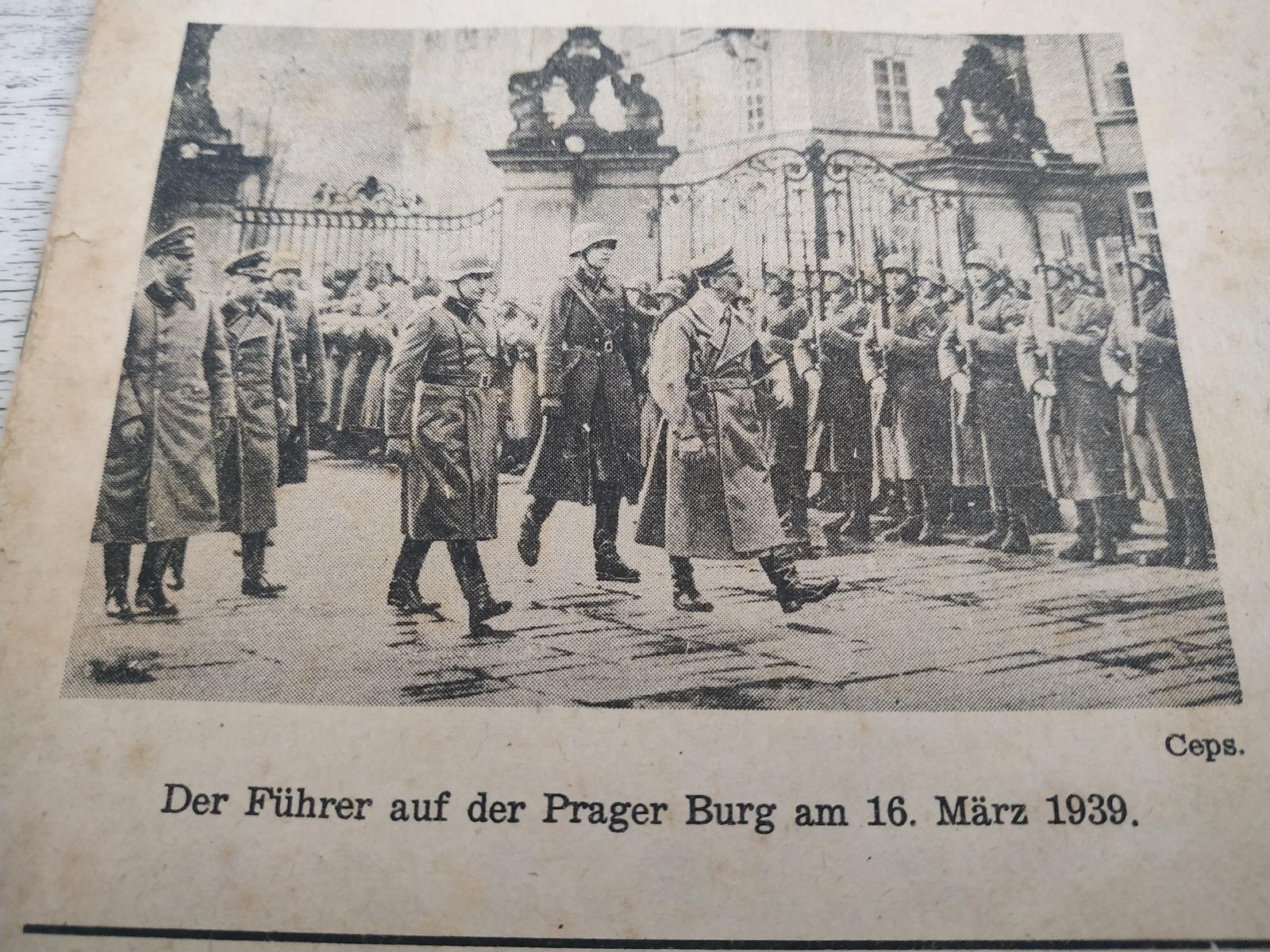 Staré noviny Válka Hitler Voják Foto Hácha Vůdce Praha hrad 1942 - Vojenské sběratelské předměty