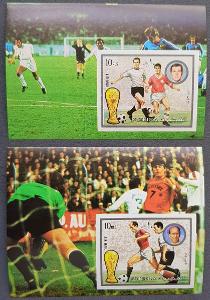 Fujeira 1973, MS fotbal 2x aršík bez perforace, kat. 17 Euro!