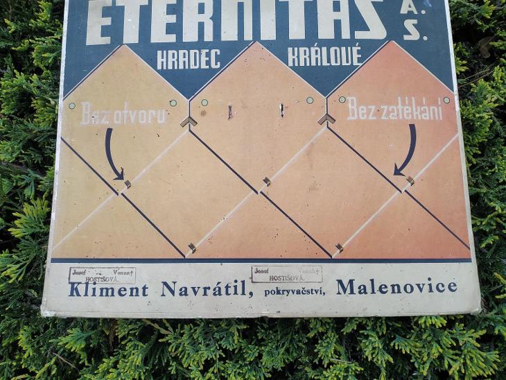 Plakát Reklama Malenovice Zlín Prospekt Eternitas Dům Střecha pokrývač - Starožitnosti a umění