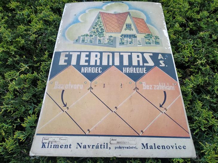 Plakát Reklama Malenovice Zlín Prospekt Eternitas Dům Střecha pokrývač - Starožitnosti a umění